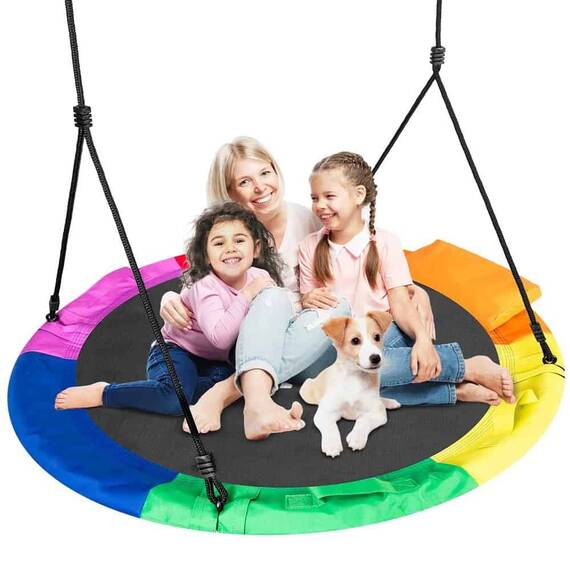 ​Leagan cuib , cadru otel, poliester Oxford 600D, forma rotunda, cu perna confortabila, greutate maxima 150 kg, 120 cm, multicolor - 4- Roveli