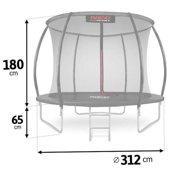 ​Trambulina de gradina , stalpi metalici profilati, scara metalica, sarcina maxima 150 kg, plasa de siguranta interna, 312 cm, neagra - 4- Roveli