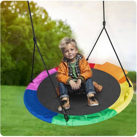 ​Leagan cuib , cadru otel, poliester Oxford 600D, forma rotunda, cu perna confortabila, greutate maxima 150 kg, 110 cm, multicolor - 6- Roveli