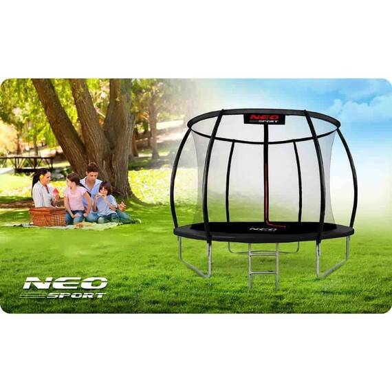 ​Trambulina de gradina , stalpi metalici profilati, scara metalica, sarcina maxima 100 kg, plasa de siguranta interna, 252 cm, neagra - 7- Roveli
