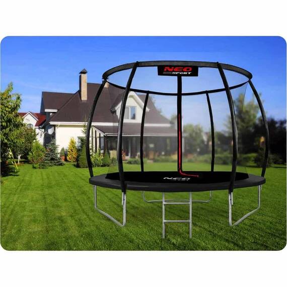 ​Trambulina de gradina , stalpi metalici profilati, scara metalica, sarcina maxima 150 kg, plasa de siguranta interna, 312 cm, neagra - 7- Roveli