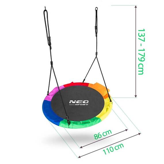 ​Leagan cuib , cadru otel, poliester Oxford 600D, forma rotunda, cu perna confortabila, greutate maxima 150 kg, 110 cm, multicolor - 9- Roveli