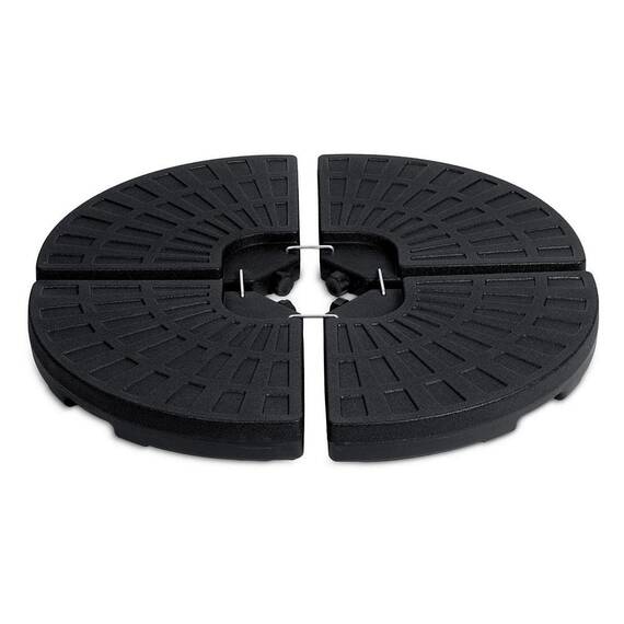 Baza pentru umbrela de gradina DacEnergy©, realizata din HDPE durabil, se umplute cu nisip sau apa, 4 bucati de carlige metalice, forma rotunda, 100 x 100 cm - - Roveli