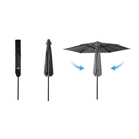 Umbrela de gradina pliabila, material durabil, poliester 160 g/m2, reglabila, 6 segmente, diametru 300 cm, grafit - 3- Roveli