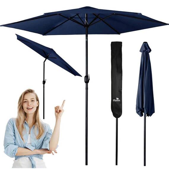 Umbrela de gradina pliabila, material durabil, poliester 160 g/m2, reglabila, 6 segmente, diametru 300 cm, bleumarin - 2- Roveli