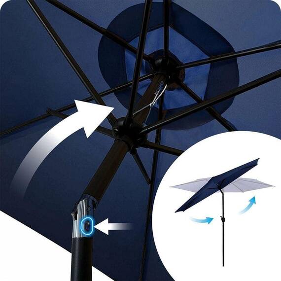 Umbrela de gradina pliabila, material durabil, poliester 160 g/m2, reglabila, 6 segmente, diametru 300 cm, bleumarin - 3- Roveli