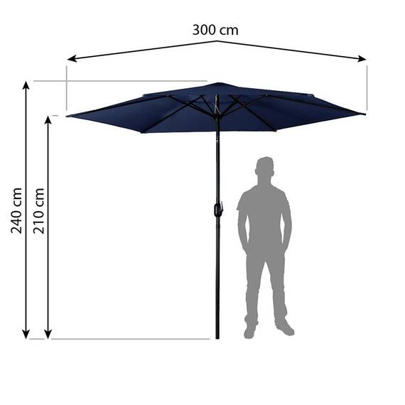 Umbrela de gradina pliabila, material durabil, poliester 160 g/m2, reglabila, 6 segmente, diametru 300 cm, bleumarin - 7- Roveli