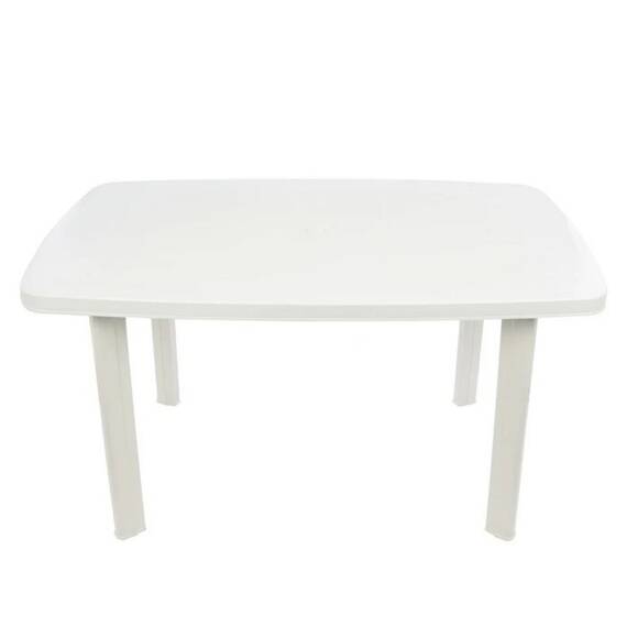 ​Masa fixa pentru gradina DacEnergy©, plastic, dreptunghiulara, picioare detasabile, 8 persoane, 138 x 87 x 72 cm, alba - - Roveli