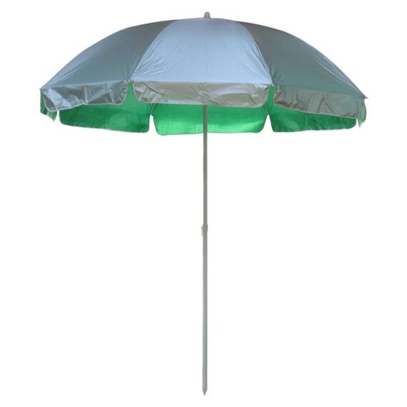 Umbrela soare DacEnergy©, structura otel, material poliester, forma rotunda, diametru 240 cm, culoare gri/verde - - Roveli