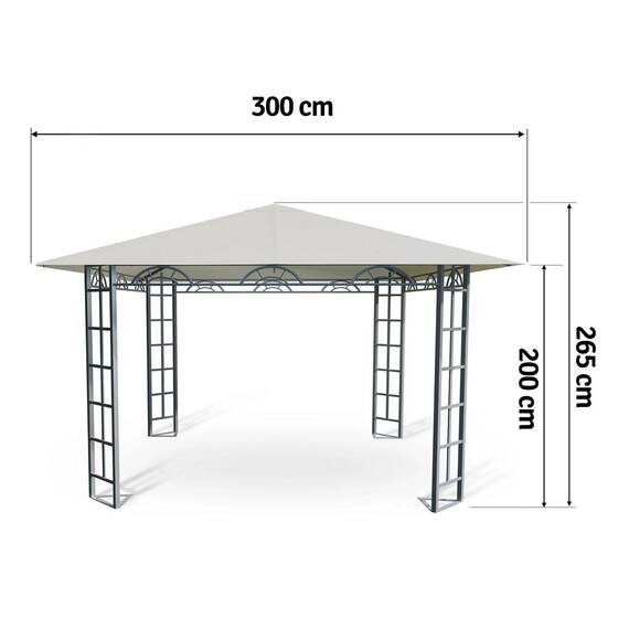 Pavilion de gradina, constructie durabila, profil de otel rezistente, cu acoperis, 300 x 300 cm, bej - 2- Roveli