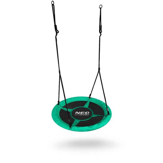 Leagan cuib, cadru otel, 100 % poliester, scaun confortabil, forma rotunda, franghii puternice, 100 cm, verde - 6- Roveli