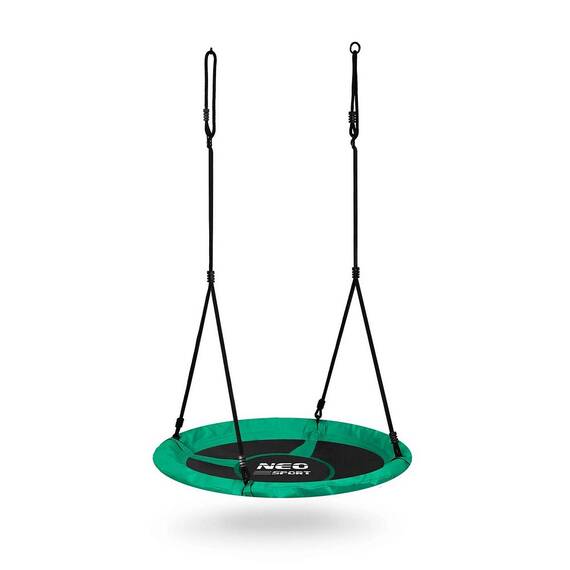 Leagan cuib, cadru otel, 100 % poliester, scaun confortabil, forma rotunda, franghii puternice, 100 cm, verde - - Roveli