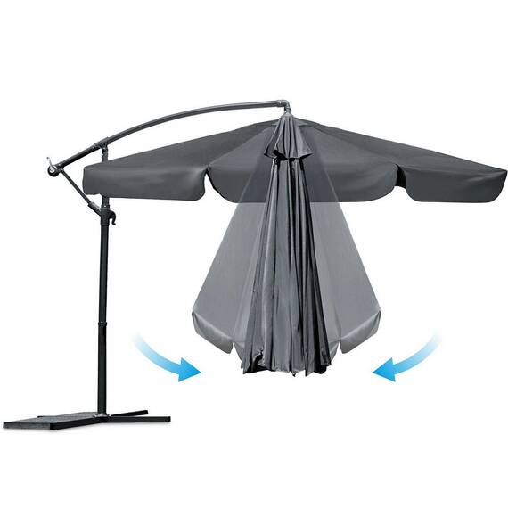 Umbrela de gradina, realizata din poliester 180 g/m2, pliabila, reglarea unghiului de inclinare si a inaltimii, diametru 350 cm, cu husa, gri elegant - 3- Roveli