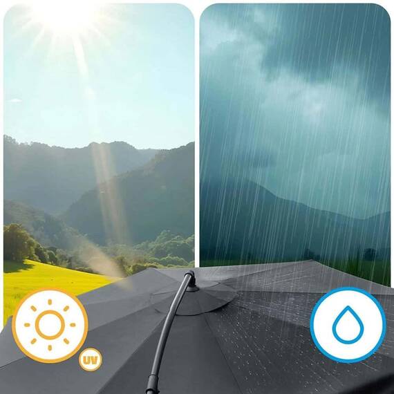 Umbrela de gradina, realizata din poliester 180 g/m2, pliabila, reglarea unghiului de inclinare si a inaltimii, diametru 350 cm, cu husa, gri elegant - 5- Roveli