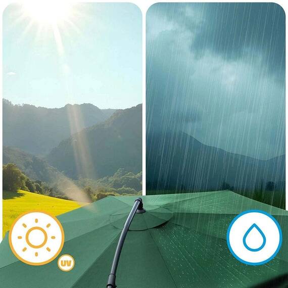 Umbrela de gradina, realizata din poliester 180 g/m2, pliabila, reglarea unghiului de inclinare si a inaltimii, diametru 350 cm, cu husa, verde - 3- Roveli