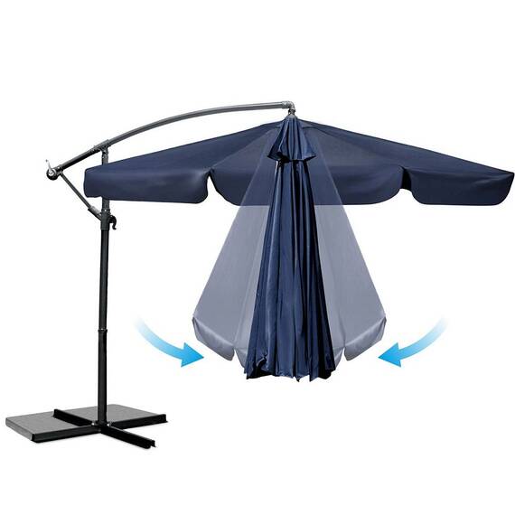 Umbrela de gradina, realizata din poliester 180 g/m2, pliabila, reglarea unghiului de inclinare si a inaltimii, diametru 350 cm, cu husa, bleumarin - 2- Roveli