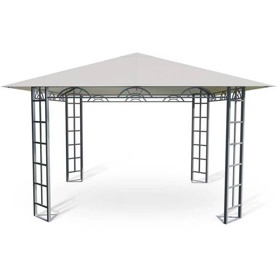 Pavilion de gradina, constructie durabila, profil de otel rezistente, cu acoperis, 300 x 300 cm, bej - 3- Roveli