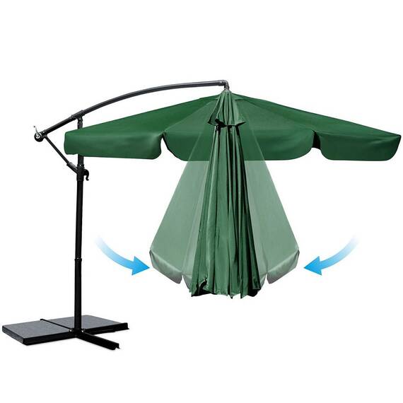 Umbrela de gradina, realizata din poliester 180 g/m2, pliabila, reglarea unghiului de inclinare si a inaltimii, diametru 350 cm, 8 segmente, cu husa, verde - 4- Roveli