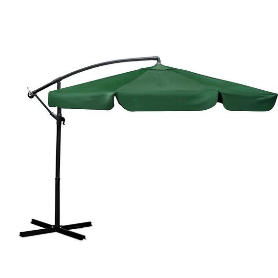 Umbrela de gradina, realizata din poliester 180 g/m2, pliabila, reglarea unghiului de inclinare si a inaltimii, diametru 350 cm, 8 segmente, cu husa, verde - - Roveli