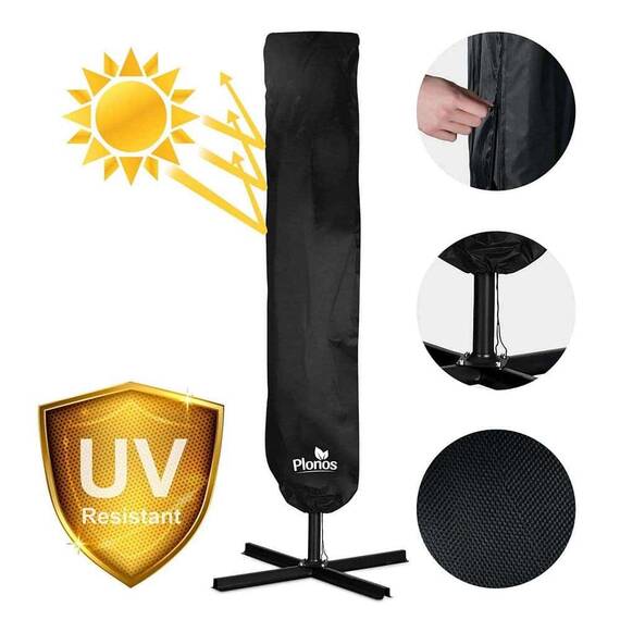 Umbrela de gradina, realizata din poliester 180 g/m2, pliabila, reglarea unghiului de inclinare si a inaltimii, diametru 350 cm, 8 segmente, cu husa, gri - 4- Roveli