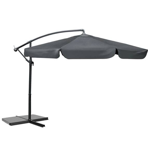Umbrela de gradina, realizata din poliester 180 g/m2, pliabila, reglarea unghiului de inclinare si a inaltimii, diametru 350 cm, 8 segmente, cu husa, gri - 9- Roveli