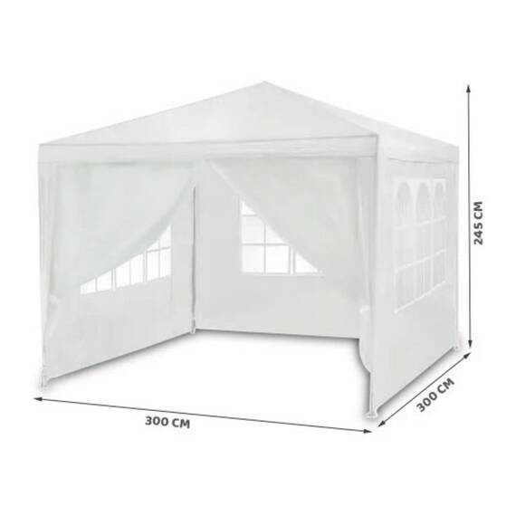 ​Pavilion de gradina, constructie durabila, material PE, rezistent la razele UV si ploaie, 4 pereti, 300 x 300 cm, alb - 4- Roveli