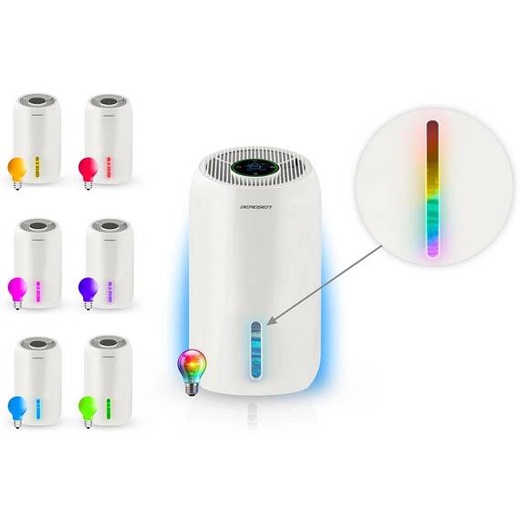 Dezumidificator, tehnologia Peltier, rezervor mare de apa 1650 ml, panou tactil, cronometru, mod noapte, consum de energie 64 W, iluminare LED impresionanta, 18 x 33 x 18 cm - 2- Roveli
