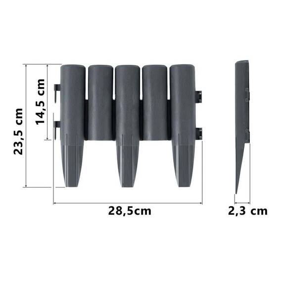 Bordura de gradina, material PP durabil, rezistent la UV, inghet si schimbarile meteorologice, design modular, 2.2 m, gri - 5- Roveli