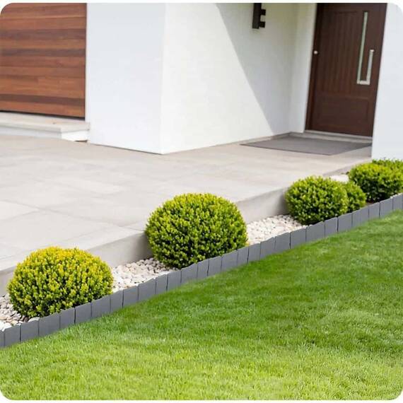Bordura de gradina, material PP durabil, rezistent la UV, inghet si schimbarile meteorologice, design modular, lungimea de 2.5 m, gri deschis - 5- Roveli