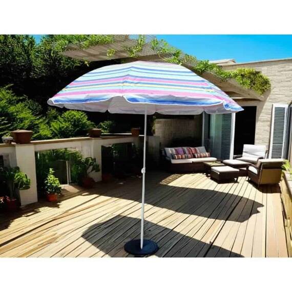 Umbrela soare DacEnergy©, structura otel, material poliester, forma rotunda, diametru 220 cm, culoare multicolor - 5- Roveli