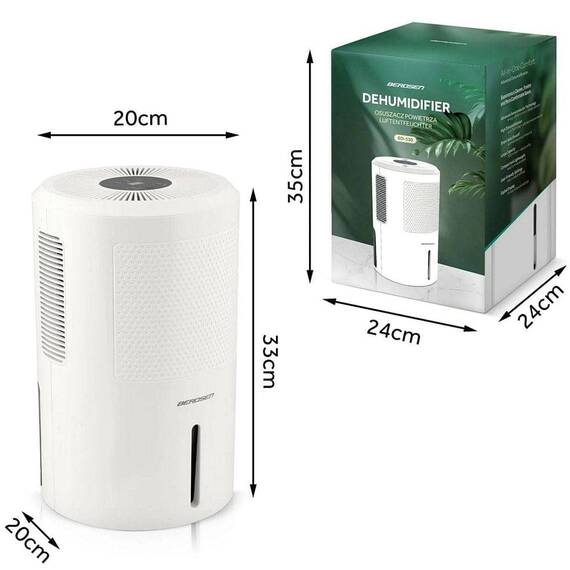 Dezumidificator, mod Peltier termoelectric, rezervor mare de apa detasabil 2000 ml, panou tactil, mod de noapte, cronometru, detector de nivel de apa, notificare pe afisaj, 20 x 33 cm, alb - 11- Roveli