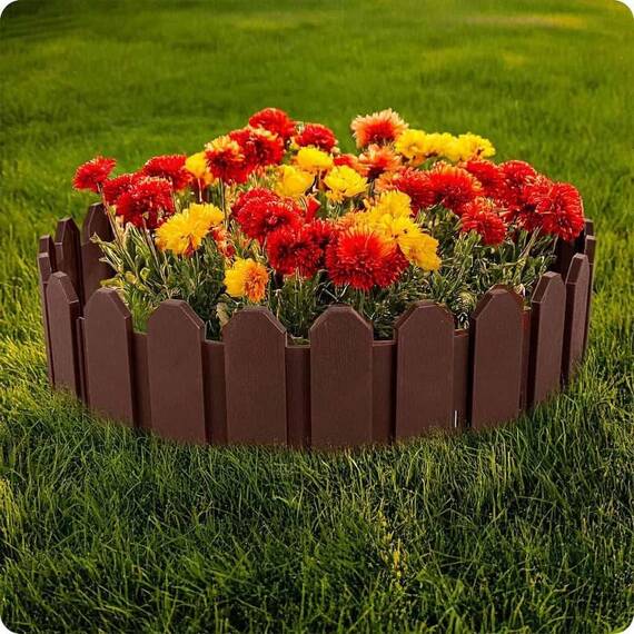 Bordura de gradina, material PP durabil, rezistent la UV, inghet si schimbarile meteorologice, design modular, lungimea de 2.4 m, maro deschis - 6- Roveli