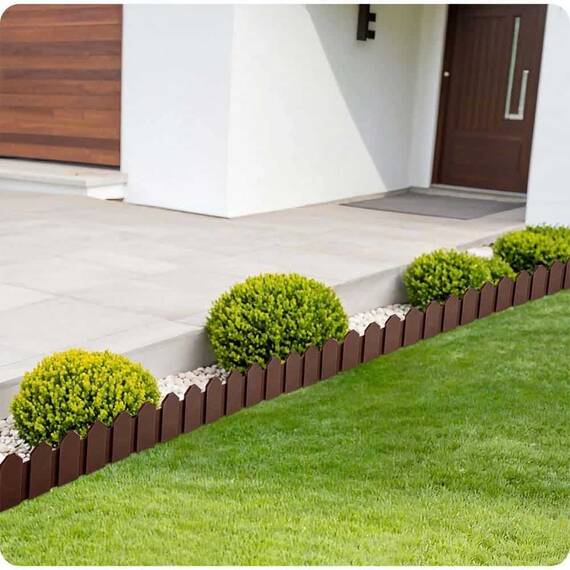 Bordura de gradina, material PP durabil, rezistent la UV, inghet si schimbarile meteorologice, design modular, lungimea de 2.4 m, maro deschis - 7- Roveli