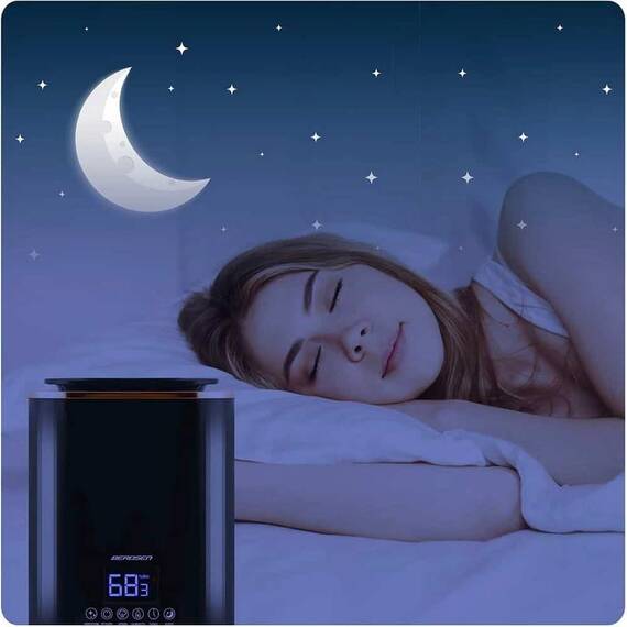 Umidificator de aer, functia de ionizare a aerului, de aromaterapie, ceata rece, oprire automata, rezervor 2,6 l, 250 ml/h, temporizator, higrostat si higrometru incorporabil, negru - 8- Roveli