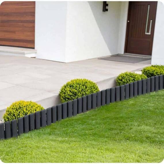 Bordura de gradina, material PP durabil, rezistent la UV, inghet si schimbarile meteorologice, design modular, 2.2 m, gri - 8- Roveli