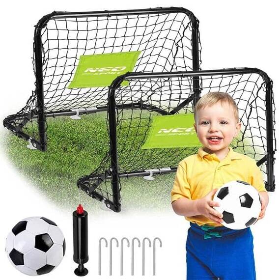 ​Set 2 porti de fotbal pentru copii , constructie puternica, 6 ancora de montare, 3 ventuze pentru suprafete plane, o minge, o pompa, 60 x 45 x 25 cm - 2- Roveli