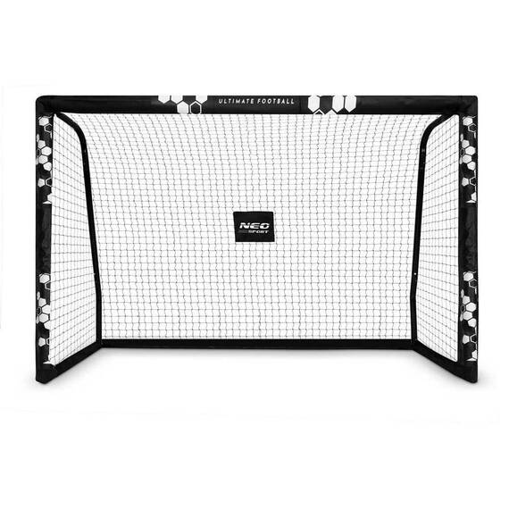 ​Poarta de fotbal Neo Sport, cadru stabil, din otel, plasa de polietilena, 300 x 200 x 120 cm, negru si alb - - Roveli