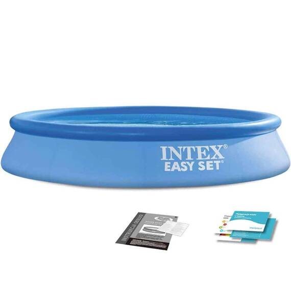 ​Piscina, realizata din material PVC durabil cu 3 straturi, capacitate 3077 l, kit de reparare, 305 x 61 cm, albastra - - Roveli