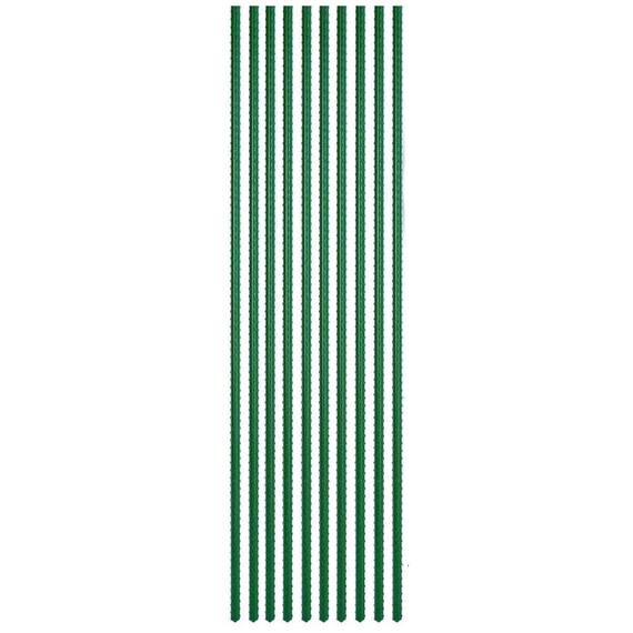 ​Set suport pentru plante, miezul de otel, invelisul din PE, inaltimea 120 cm, cu margini care faciliteaza atasarea unei sfori, 10 bucati, verde - - Roveli