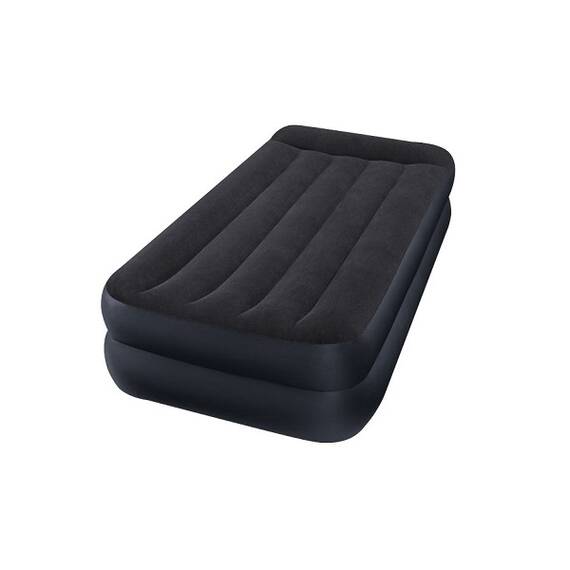 ​Saltea gonflabila Intex, confectionata din vinil si poliester, tehnologia Fiber-Tech, pompa electrica, 220-240 V, 191 x 99 x 42 cm, negru - - Roveli