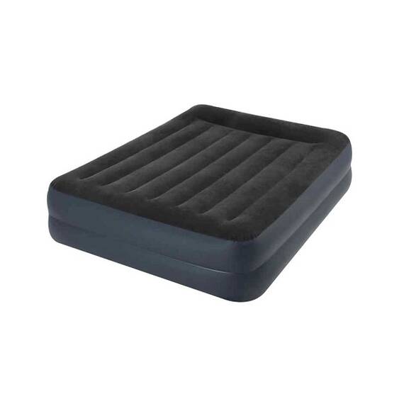 ​Saltea gonflabila Intex, confectionata din vinil si poliester, tehnologia Fiber-Tech, pompa electrica, 220-240 V, 203 x 152 x 42 cm, negru - - Roveli