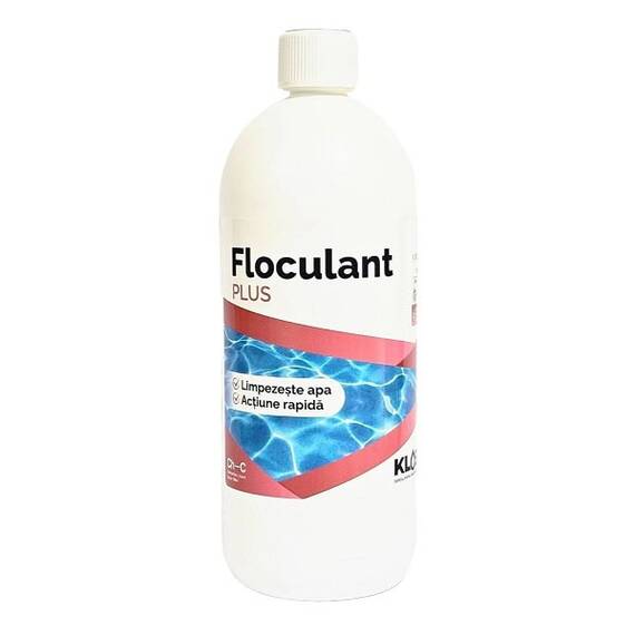​Lichid profesional cu actiune rapida pentru limpezirea apei din piscina, Floculant Plus Kloer, concentrat, imbunatateste calitatea apei, actiune rapida, 1 l - - Roveli