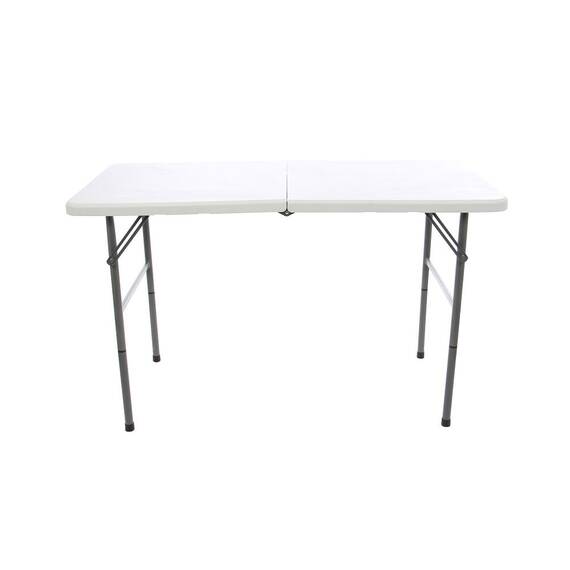 ​Masa plianta DacEnergy©, fabricat din metal si plastic, dreptunghiulara, pentru 6 persoane, 122 x 61 x 74 cm, alba - - Roveli