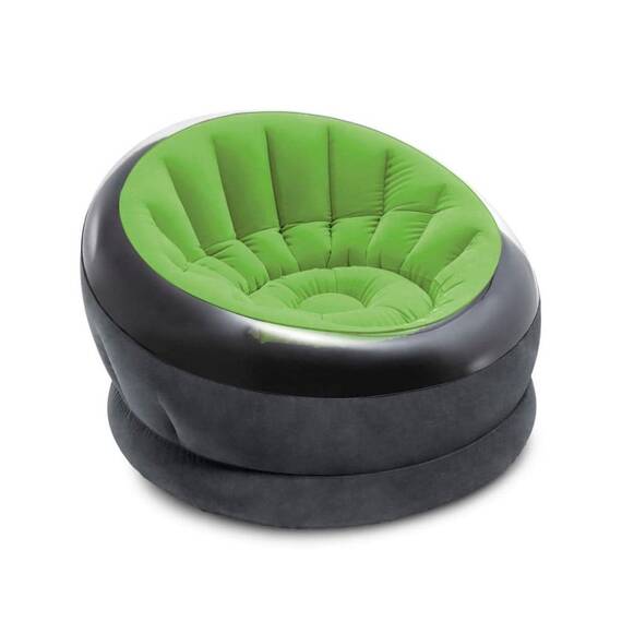 ​Fotoliu gonflabil Intex, confectionat din vinil, 1 persoana, camping/ piscina, 112 x 109 x 69 cm, gri si verde - - Roveli