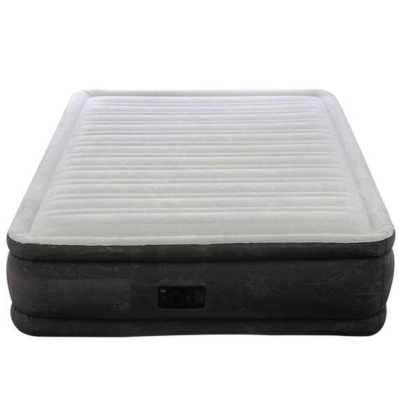 ​Saltea gonflabila Intex, confectionata din vinil si poliester, tehnologia Fiber-Tech, pompa electrica, 220 V CA, 203 x 152 x 46 cm, gri - - Roveli