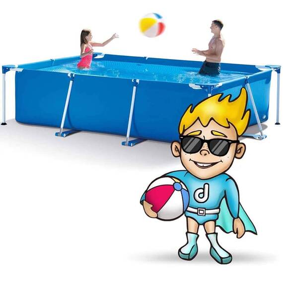 ​Piscina cu cadru, realizata din material PVC durabil cu 3 straturi, capacitate 2282 l, forma dreptunghiulara, 260 x 160 x 65 cm, albastra - 2- Roveli