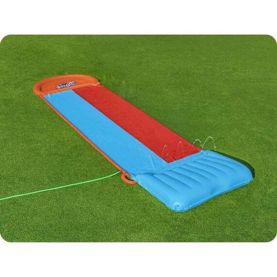 ​Tobogan de apa Bestway, gonflabil, realizat din PVC, cu conexiune la un furtun de gradina, 2 persoane, lungimea de 488 cm, rosu si albastru - 2- Roveli