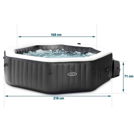 ​Piscina gonflabila cu hidromasaj Intex, jacuzzi, pompa de filtrare incorporata, 6 persoane, 2 tetiere, cu aplicatie, panou de control, apa incalzita pana la 40°, prelata si folie, 1098 litri, 218 x 71 cm - 2- Roveli