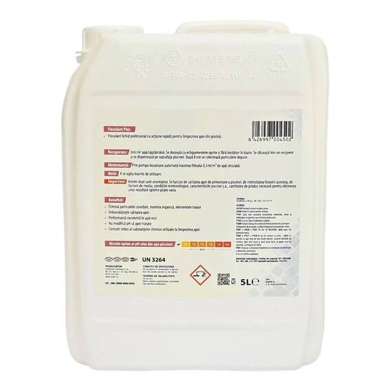 Lichid profesional cu actiune rapida pentru limpezirea apei din piscina, Floculant Plus Kloer, concentrat, imbunatateste calitatea apei, actiune rapida, 5 l - 2- Roveli