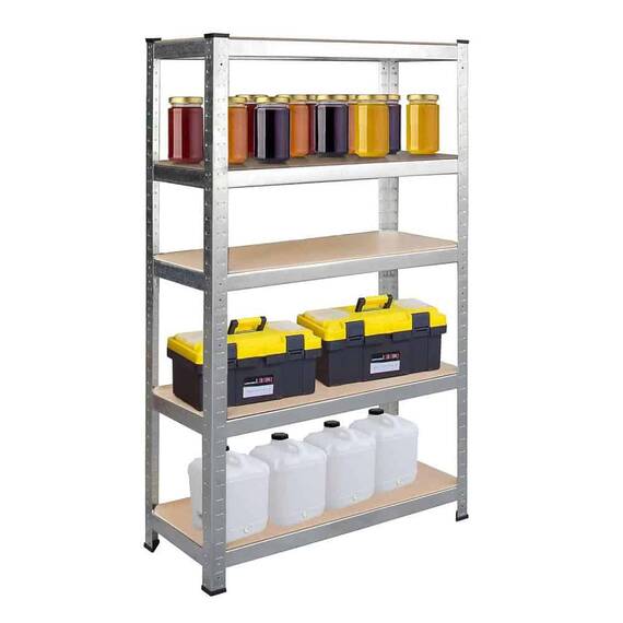 ​Set raft metalic, realizat din MDF si profile zincate, 5 polite, capacitatea 175 kg polita, 875 kg total, 180 x 90 x 40 cm, gri, 2 bucati - 3- Roveli